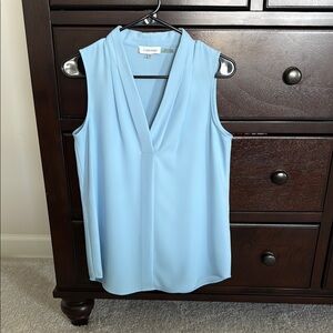 Calvin Klein Blue Sleeveless Relaxed Blouse